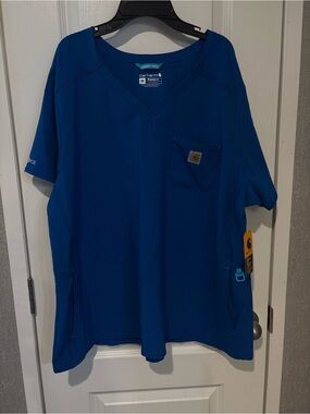 Carhartt Deep Blue V‑Neck Work Scrub Top